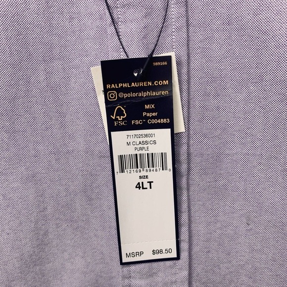 Ralph Lauren Classic Oxford Button Up Shirt Mens 4XLT Full Color Pony NWT $99 - Picture 2 of 8